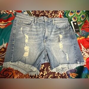 Guess Women's Frayed Hem Jean Shorts - Light Blue